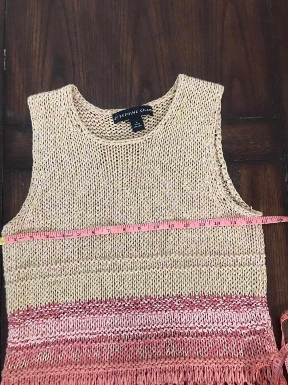Josephine Chaus Sweater Tank Top Pink Sleeveless Sweater Knit Coastal Beach L - Picture 7 of 10